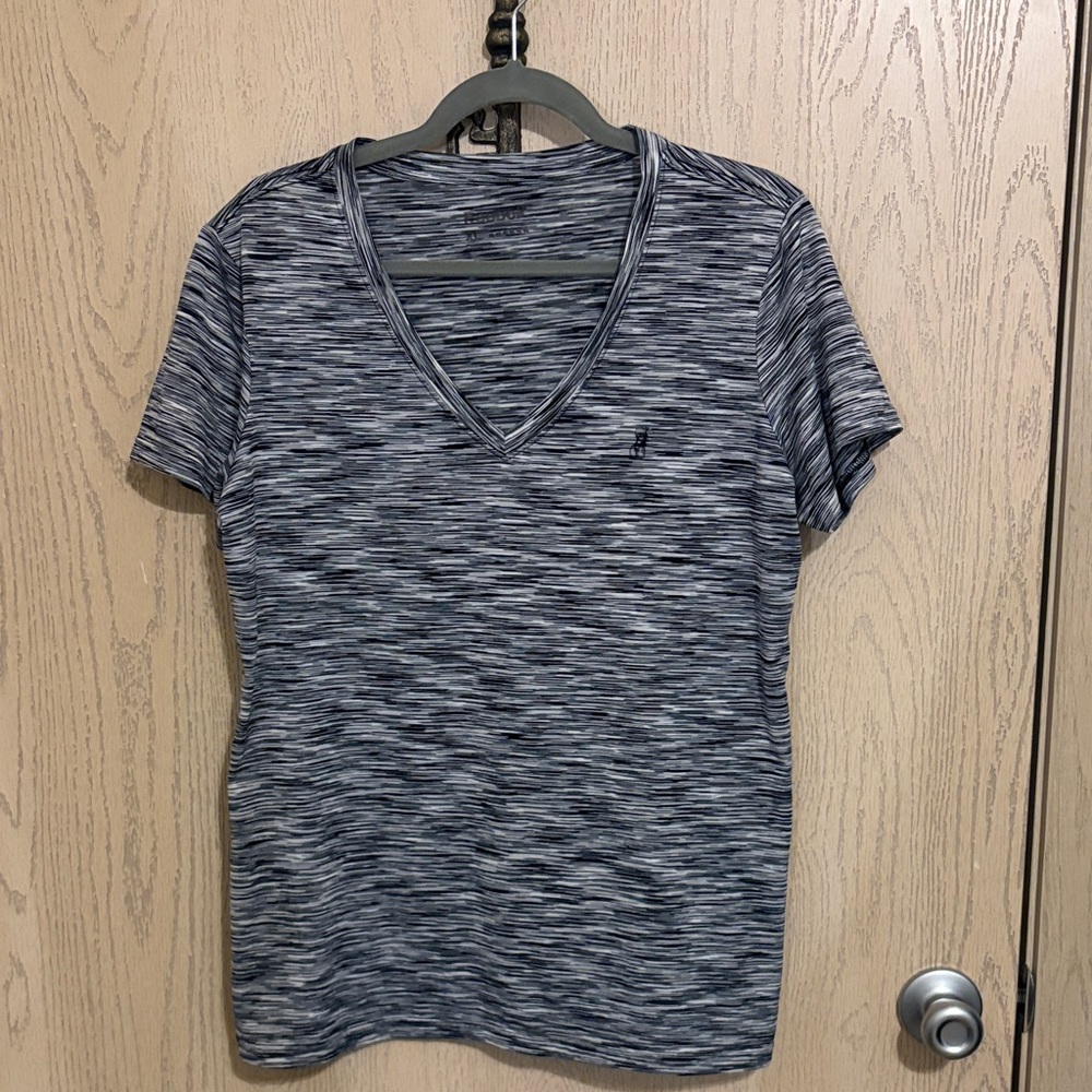 Reebok Black and White Heathered V-Neck Tee
